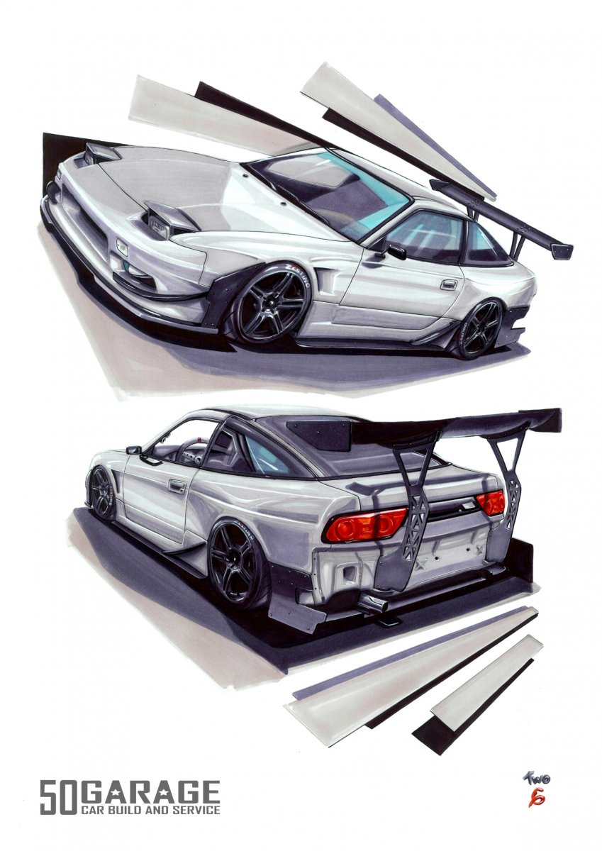 849x1200 nissan - Nissan 240sx Drawing