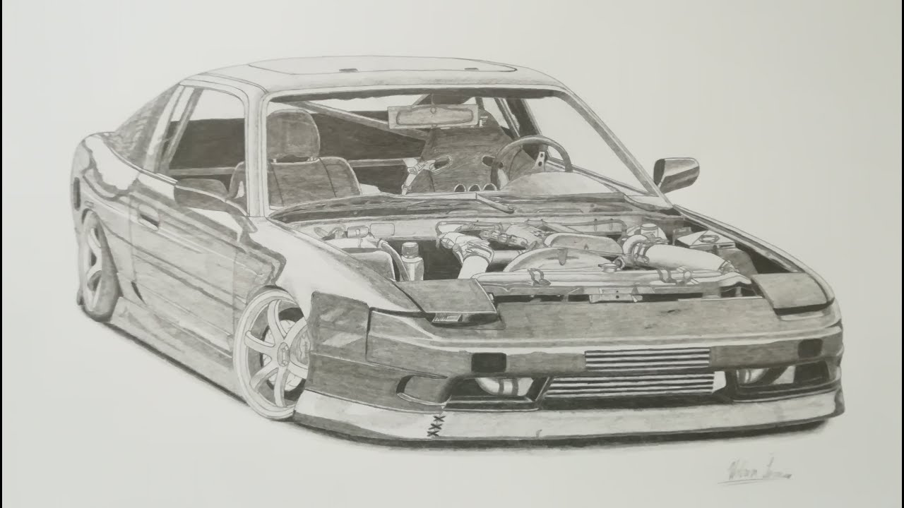 1280x720 nissan car drawing - Nissan 240sx Drawing