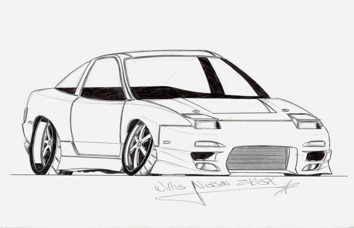 1152x742 animated cars drifting cars, drawings - Nissan 240sx Drawing