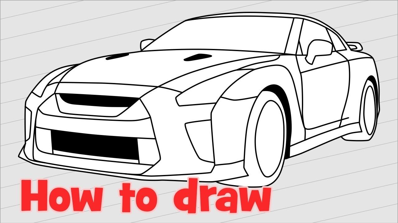 1280x720 how to draw a car nissan gt r nismo quick - Nissan Drawing