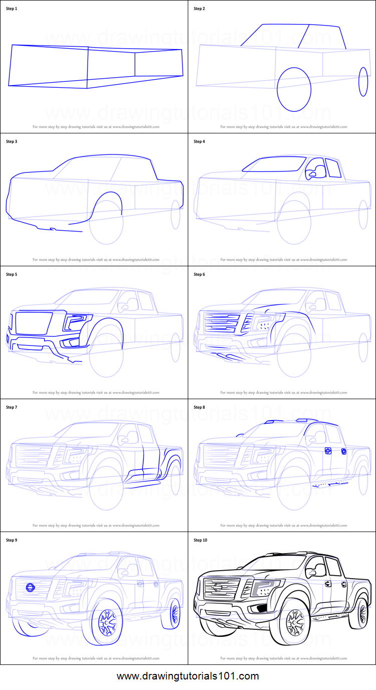 751x1376 how to draw nissan titan warrior truck printable step - Nissan Drawing