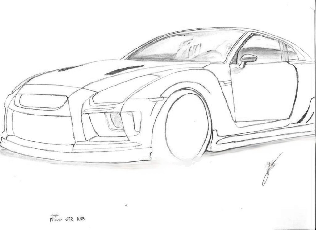 Нарисовать nissan gtr