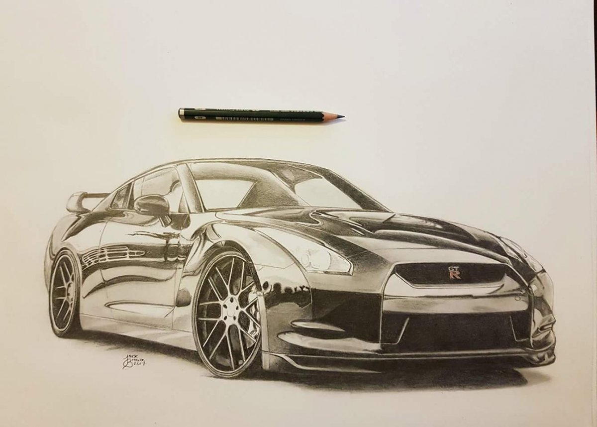 Nissan gtr рисунок