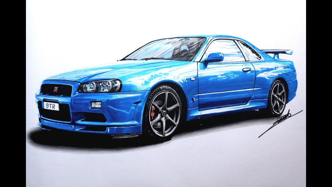 1280x720 Nissan Skyline Gtr Speed Drawing - Nissan Skyline Drawing