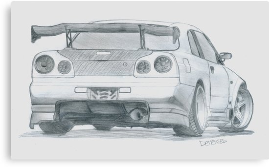 550x342 godzilla! nissan skyline gt r canvas print - Nissan Skyline Drawing