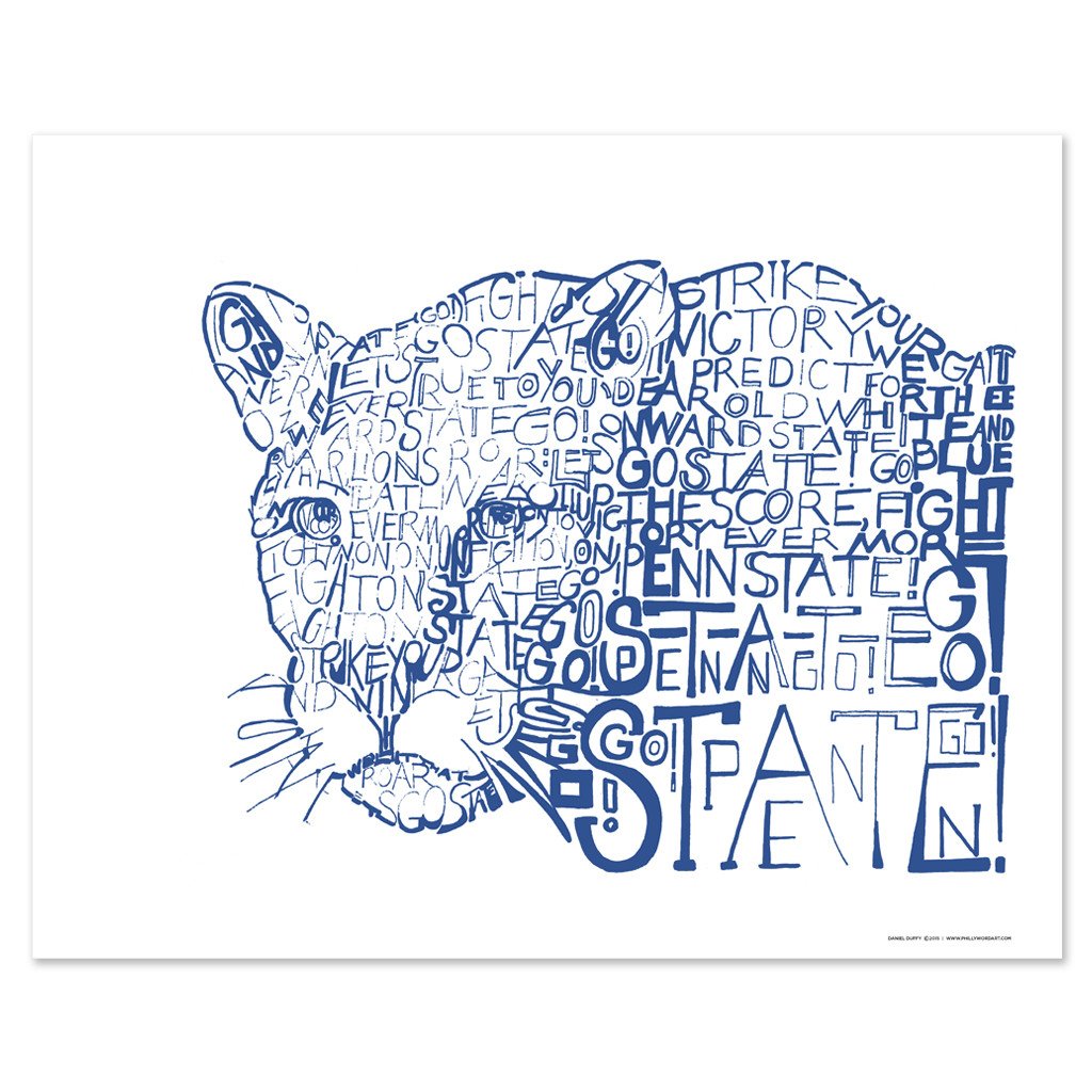 1024x1024 nittany lion word art poster penn state gifts decor - Nittany Lion Drawing