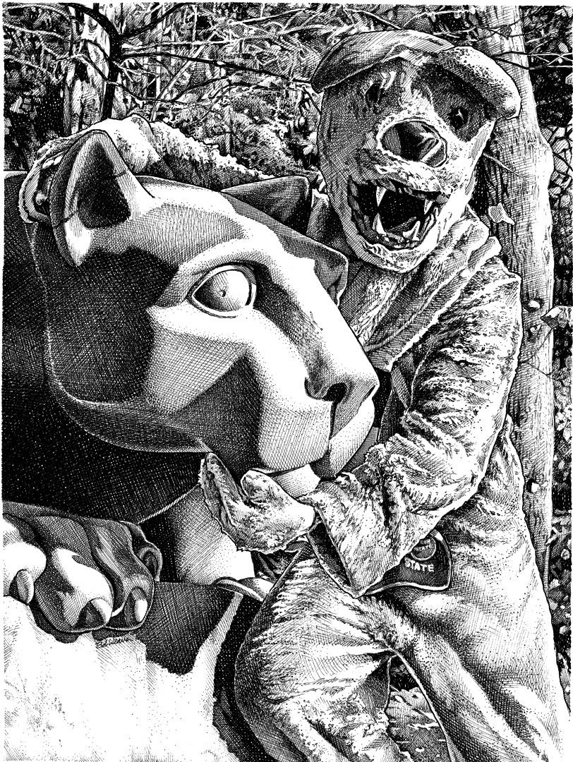 812x1080 nittany lion with panther stainless steel wrap - Nittany Lion Drawing