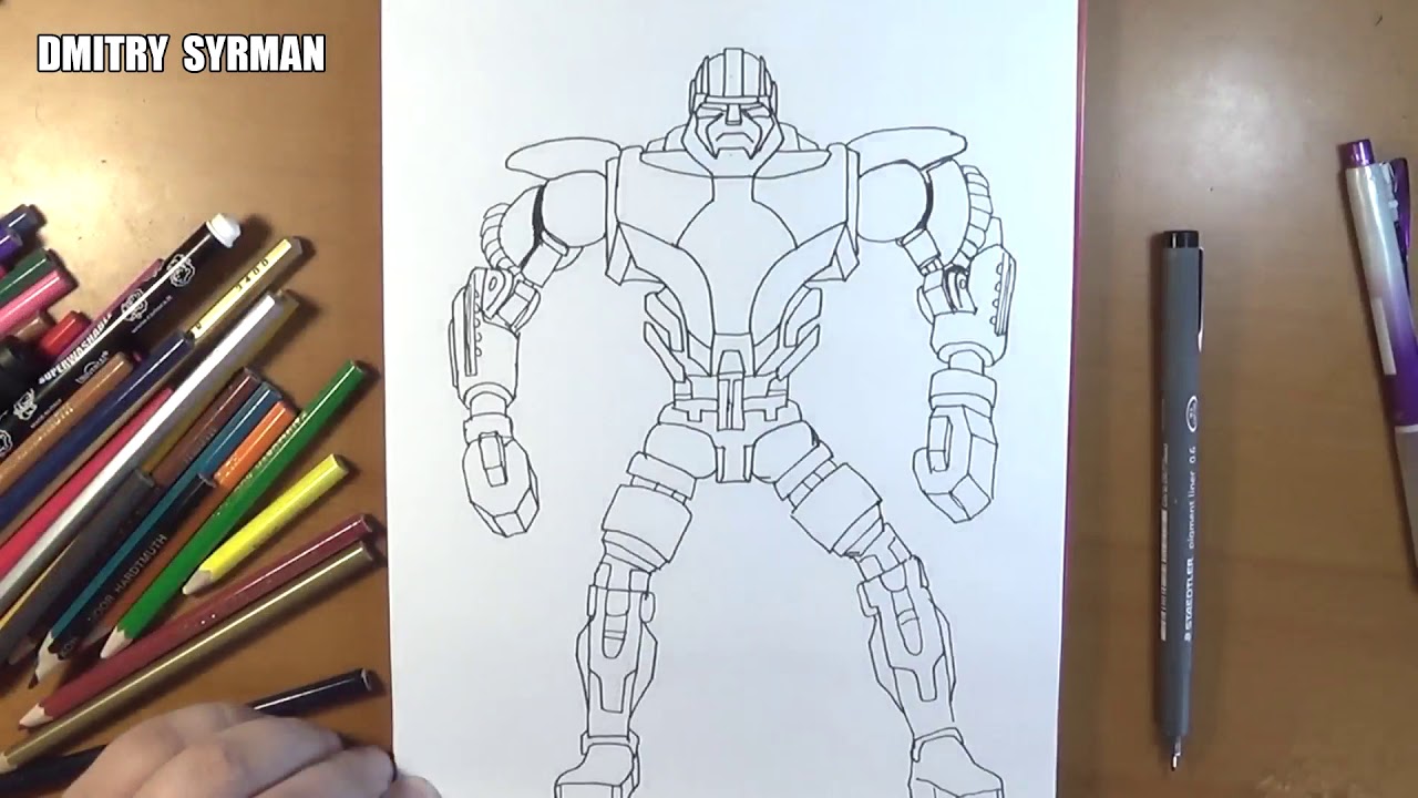 1280x720 speed drawing robot zeus, real steel - Noisy Boy Drawing