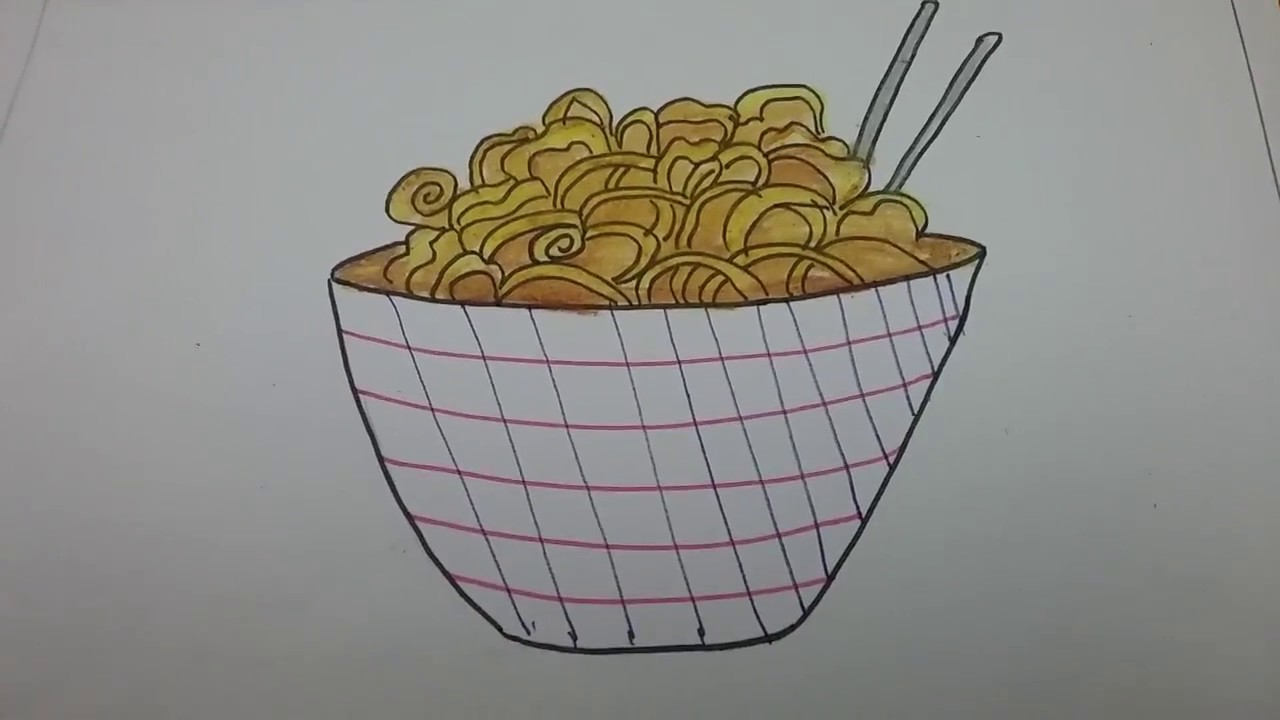 1280x720 how to draw noodles step - Noodles Drawing
