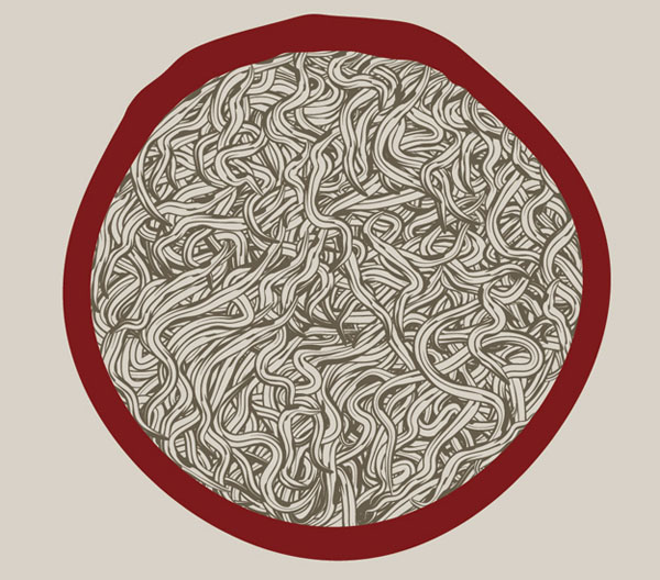 600x528 how to quickly create a bowl of hand drawn noodles - Noodles Drawing