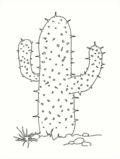 413x549 cactus line drawing art prints - Nopal Drawing