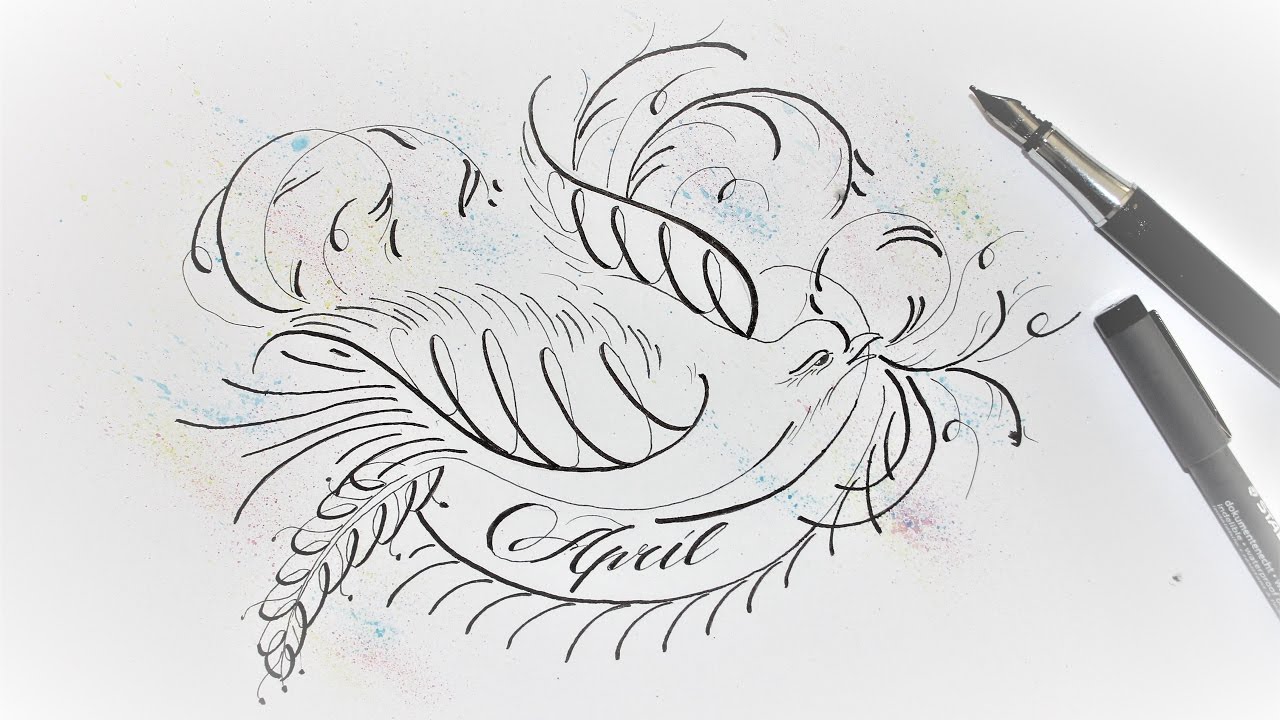 1280x720 how to draw a flourish bird in normal pen - Normal Drawing