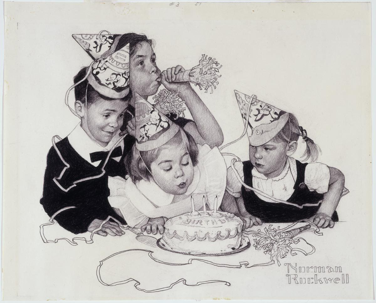 1200x967 norman rockwell, birthday, pencil on paper drawings - Norman Rockwell Drawings