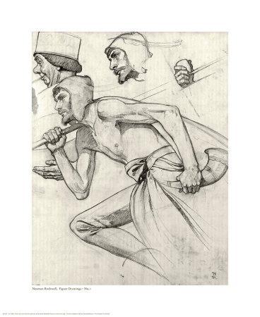 368x450 figure drawings, no giclee print - Norman Rockwell Drawings