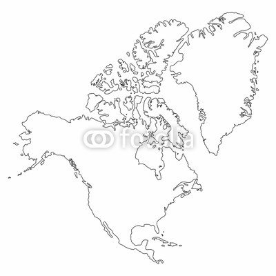 400x400 North America Map Outline Graphic Freehand Drawing On White - North America Map Drawing
