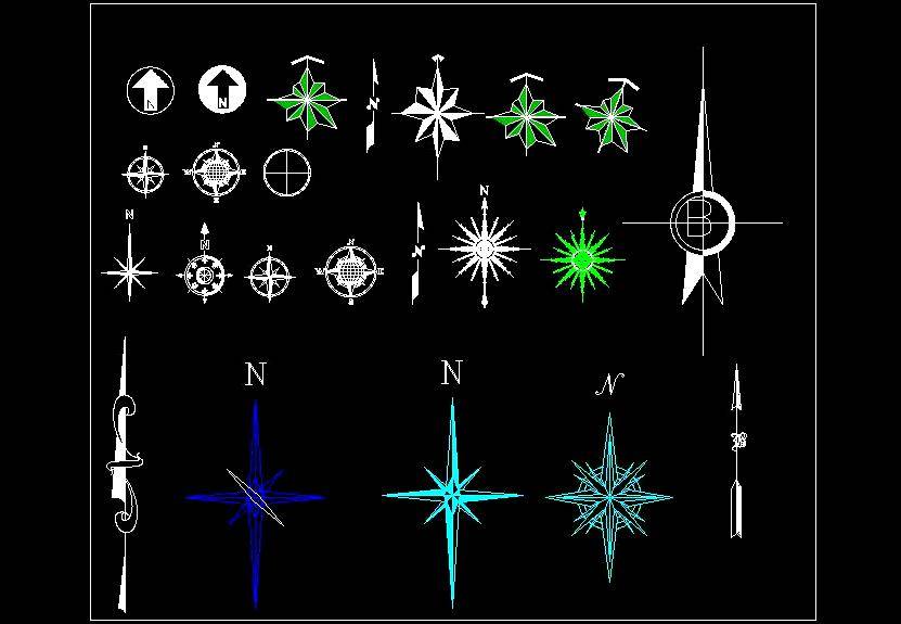 831x575 north arrow cad block - North Arrow Symbols Dwg Autocad Drawing