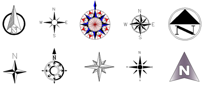 400x170 north arrows, scale bars, and other map elements autocad map - North Arrow Symbols Dwg Autocad Drawing