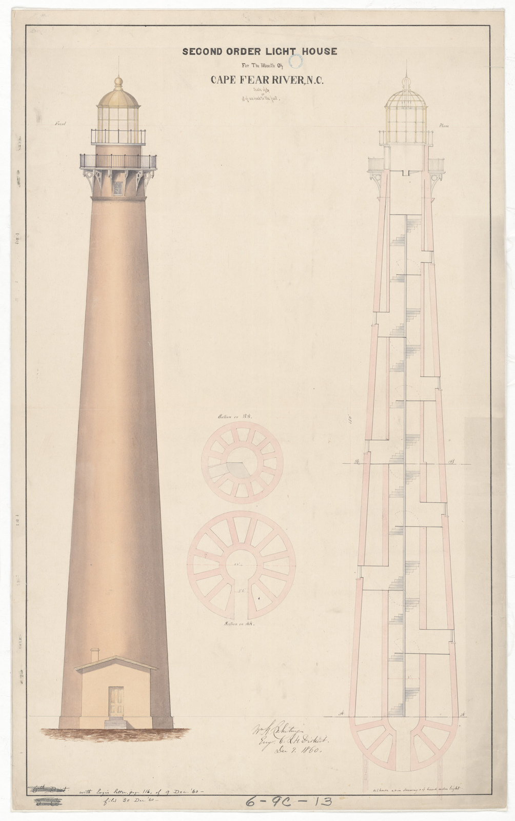 1004x1600 Section And Elevation Drawing For The Lighthouse - North Carolina Drawing