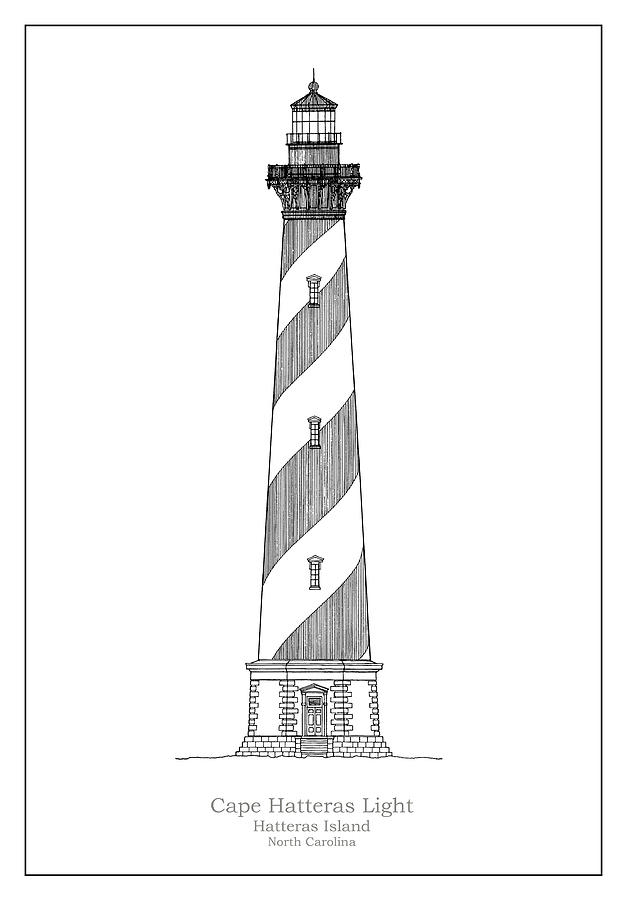 627x900 cape hatteras lighthouse - North Carolina Drawing