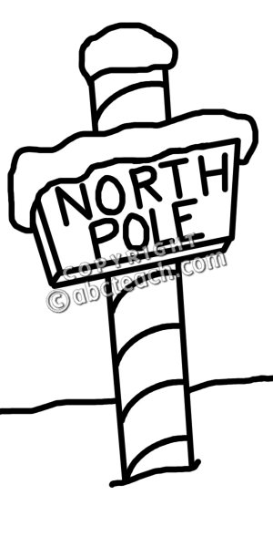 300x600 north pole black and white clipart - North Pole Drawing