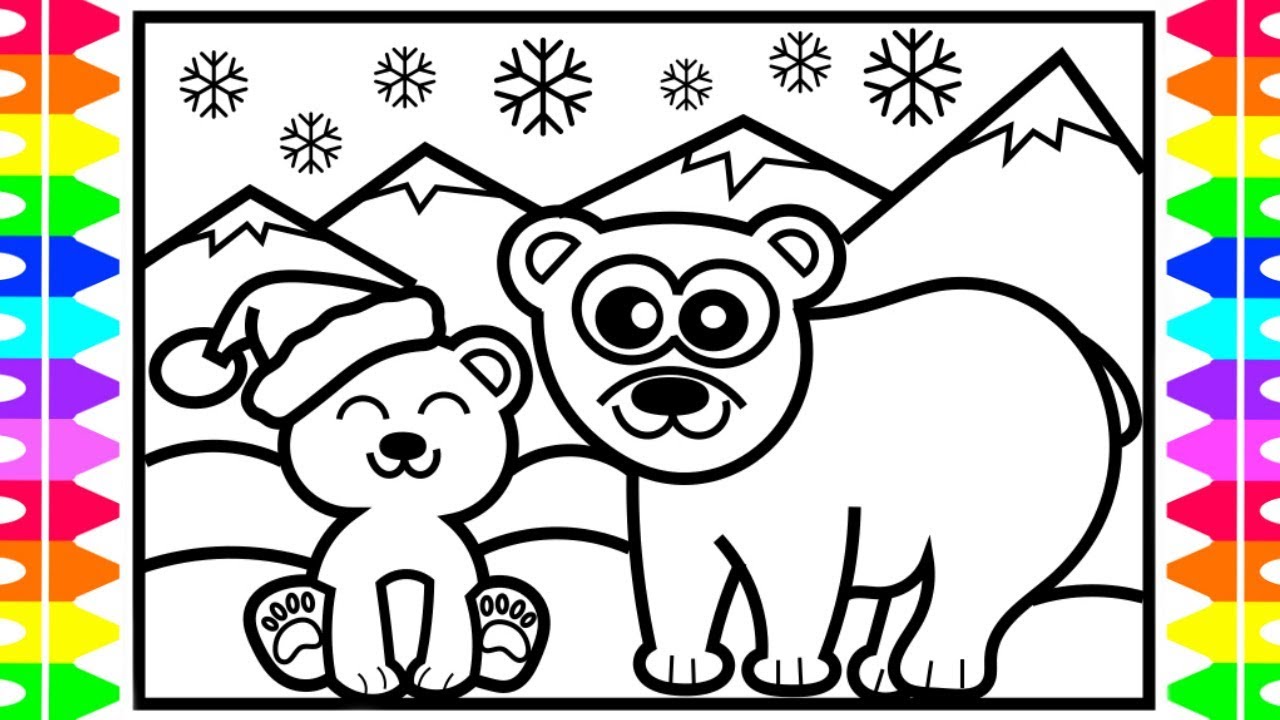 1280x720 Christmas Coloring! How To Draw A Polar Bear Step - North Pole Drawing
