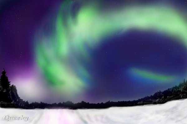 600x400 northern lights a landscape speedpaint drawing - Northern Lights Drawing