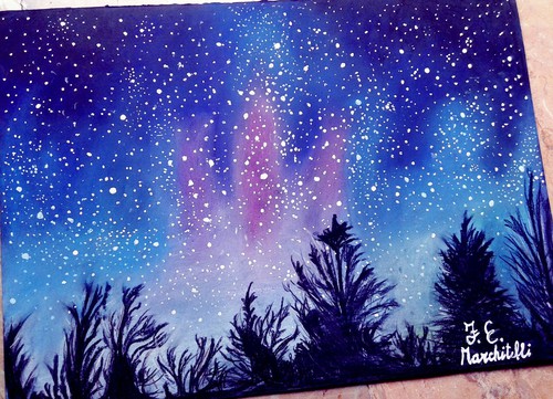 Northern Lights Drawing at PaintingValley.com | Explore collection of ...