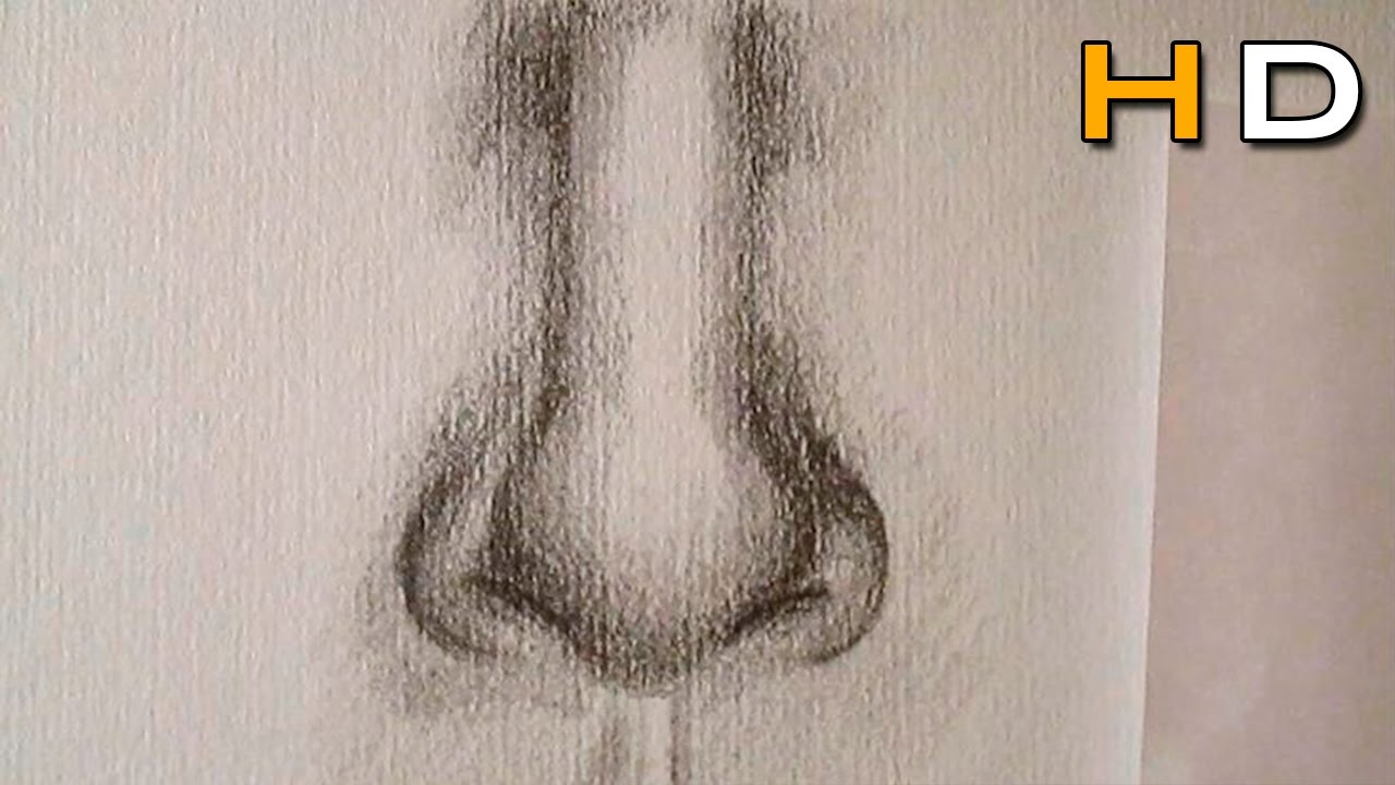 1280x720 how to draw a easy nose with pencil step - Nose Drawing Step By Step