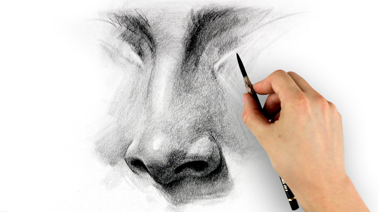 1280x720 how to draw a nose step - Nose Drawing Step By Step