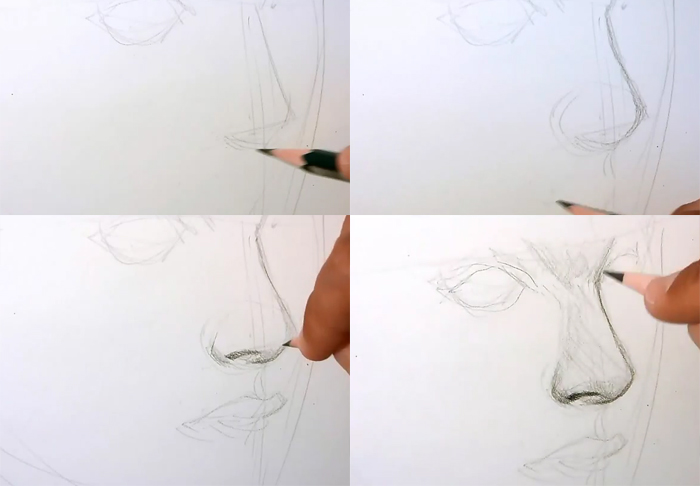 700x486 how to draw nose side view - Nose Drawing Step By Step