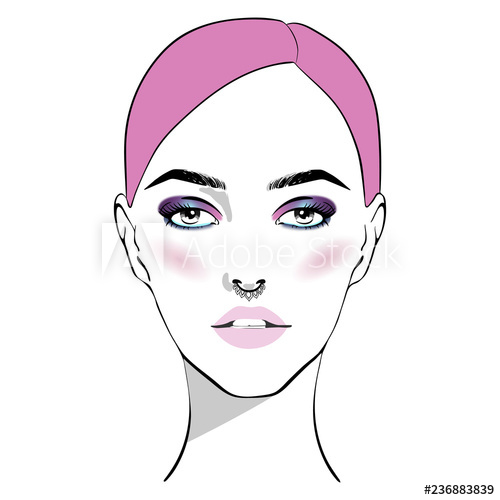 500x500 beautiful woman face with color makeup with jewelry in nose ring - Nose Ring Drawing