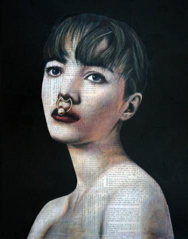 375x478 girl with a pearl nose ring drawing - Nose Ring Drawing