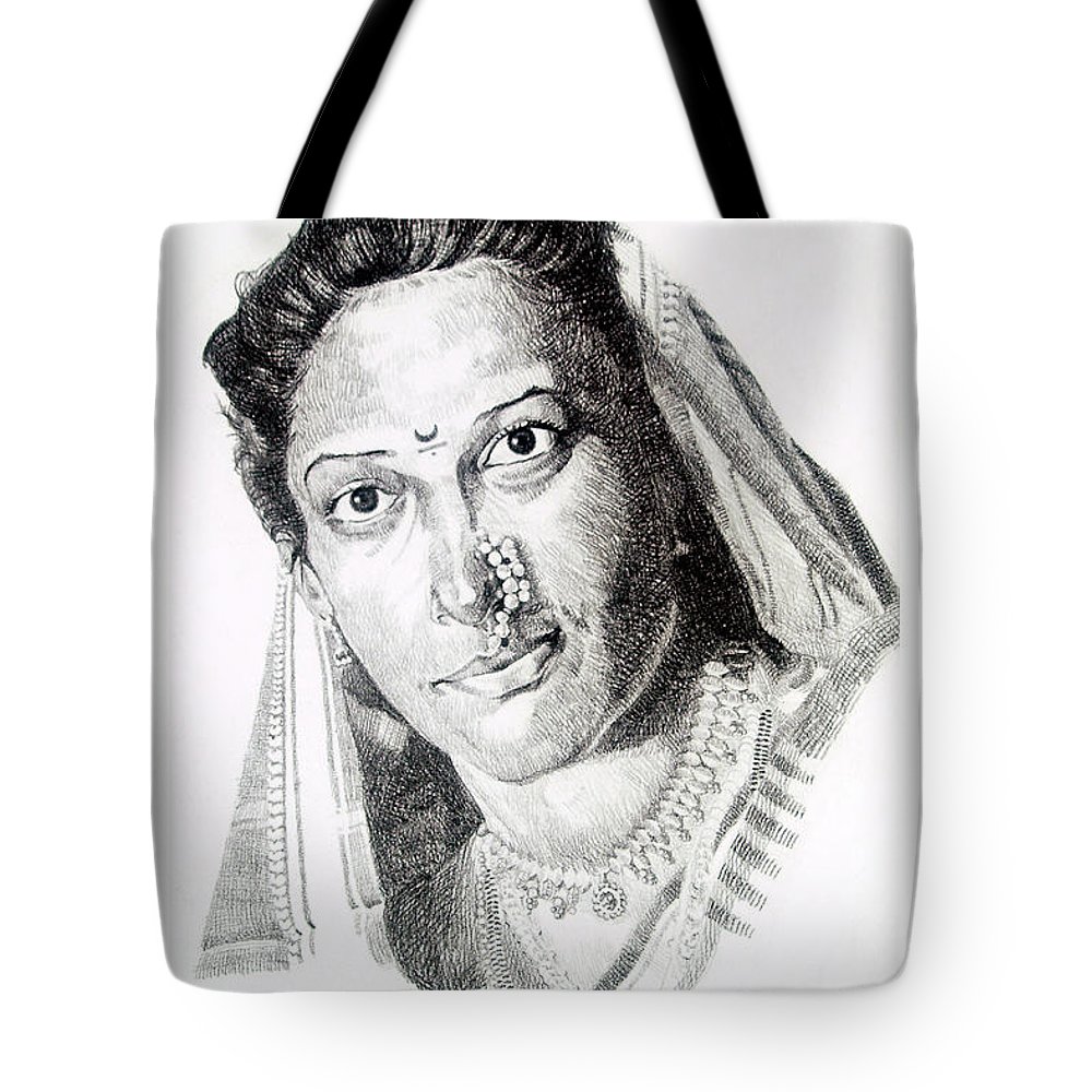 1000x1000 portrait drawing of an east indian marathi young girl with a nose - Nose Ring Drawing