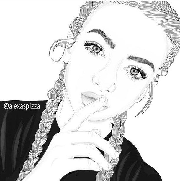 610x615 braids, eyebrows, eyes, girl, nose ring, outline n o s e - Nose Ring Drawing