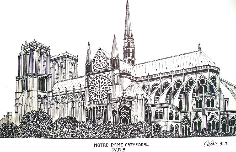 Notre Dame Cathedral Drawing at PaintingValley.com | Explore collection