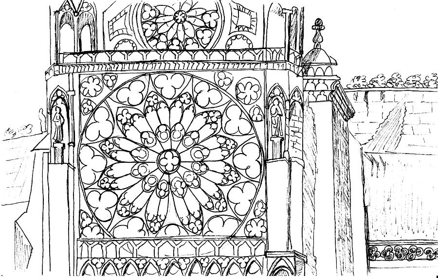 900x572 notre dame sketch drawing - Notre Dame Cathedral Drawing