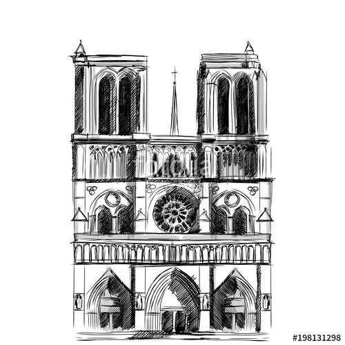 Notre Dame Cathedral Drawing at PaintingValley.com | Explore collection ...