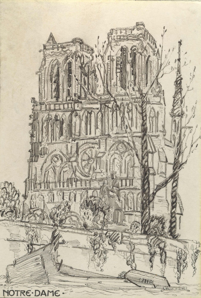 674x1000 notre dame - Notre Dame Drawing