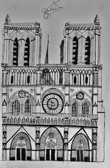 375x570 notre dame drawing - Notre Dame Drawing