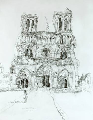 375x480 notre dame paris drawing - Notre Dame Drawing