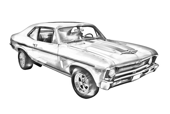 550x367 chevrolet nova yenko muscle car illustration posters - Nova Drawing