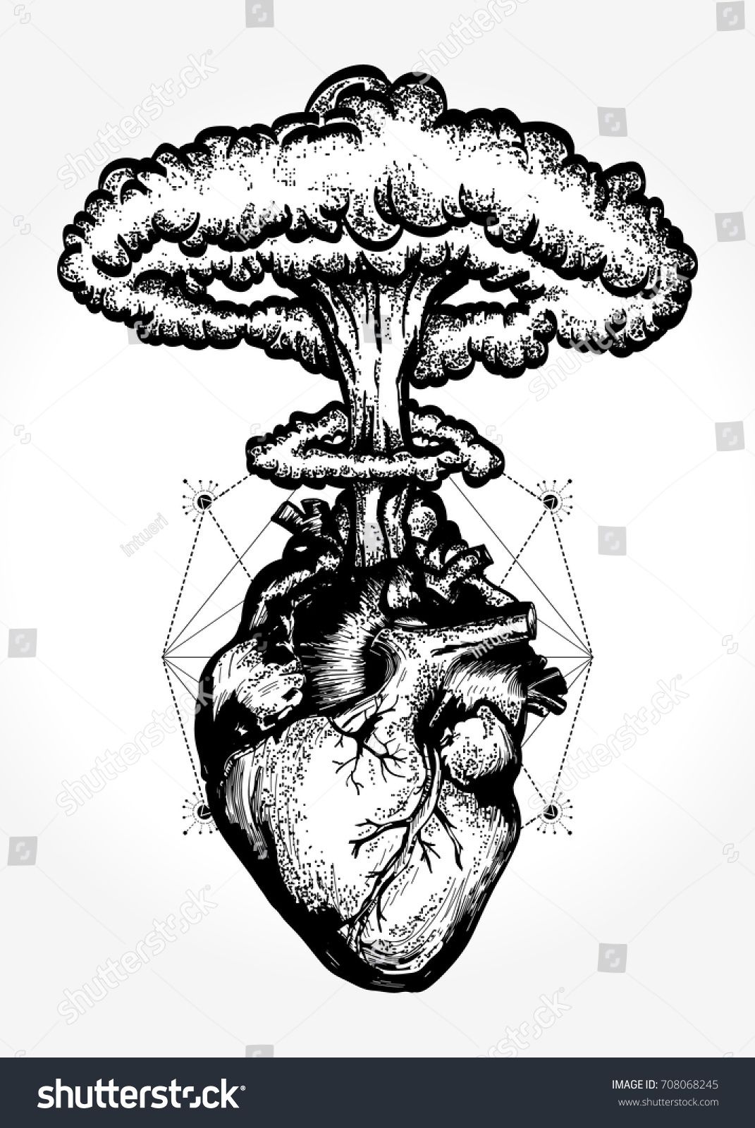 1071x1600 nuclear explosion of anatomical heart t shirt design surreal - Nuclear Explosion Drawing