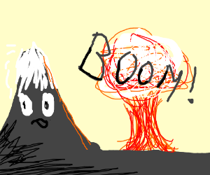 300x250 mountain overlooking a nuclear explosion drawing - Nuclear Explosion Drawing