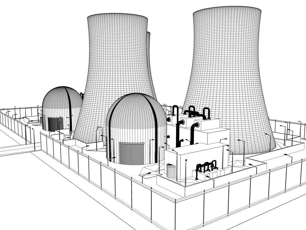 1024x768 nuclear power plant model cgtrader - Nuclear Plant Drawing