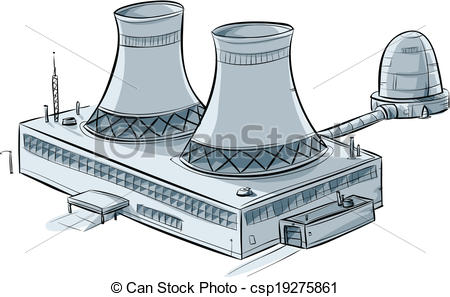 450x297 nuclear power station a cartoon nuclear generating station - Nuclear Plant Drawing