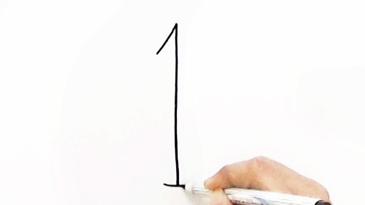 1280x720 How To Draw A Cute Bunny Rabbit Using The Number - Number 1 Drawing