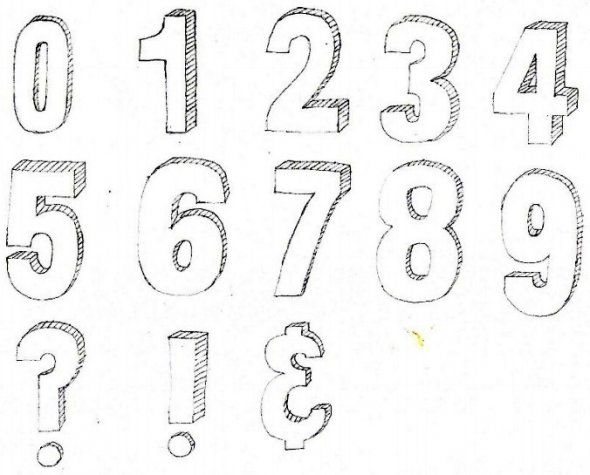590x475 image result for letters sketch bubble letter fonts, bubble - Number 1 Drawing