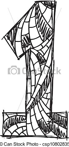 222x470 Abstract Hand Drawn Number Vector Illustration - Number 1 Drawing