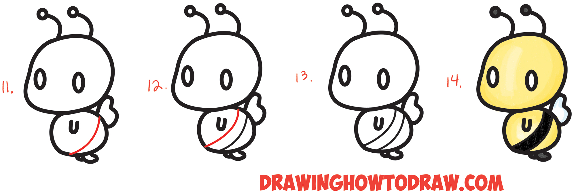 2000x677 How To Draw Cute Chibi Kawaii Characters With Number Shapes - Number 13 Drawing
