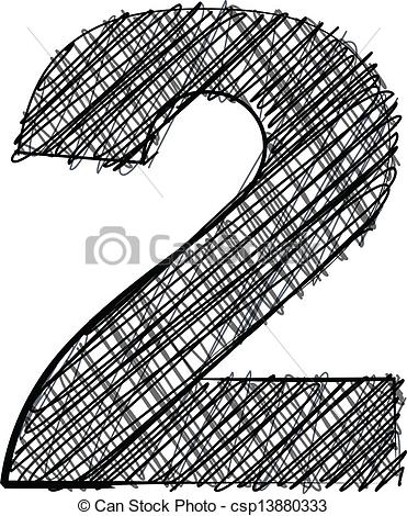 371x470 Hand Draw Font Number Vector Illustration - Number 2 Drawing